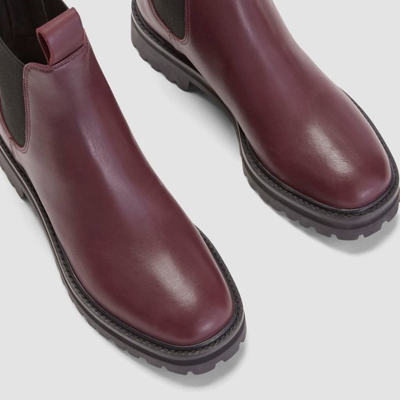Everlane The Lug Chelsea Boot Leather Bordeaux Purple 5.5 36 - Picture 4 of 10